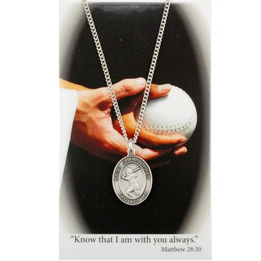 St. Christopher Sports Medal - Girl's Softball on an 18" Chain