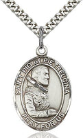 Sterling Silver St. Padre Pio of Pietrelcina Oval Medal Pendant Necklace by Bliss