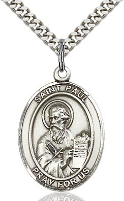 Sterling Silver St. Paul Oval Medal Pendant Necklace by Bliss