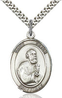 Sterling Silver St. Peter Oval Medal Pendant Necklace by Bliss