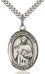 Sterling Silver St. Placidus Patron Oval Medal Pendant Necklace by Bliss