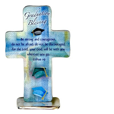 Graduation Blessing 4 Inch Standing Metal Cross by Cathedral Art