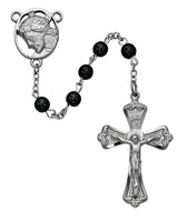 6MM Hermatite Rosary with Jesus with Crown of Thornes Center Boxed