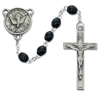 Black Wooden Holy Spirit Confirmation Rosary McVan R447DF