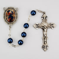 7MM Blue Pearl Rosary with Our Lady Undoer (Untier) of Knots Center -  Boxed
