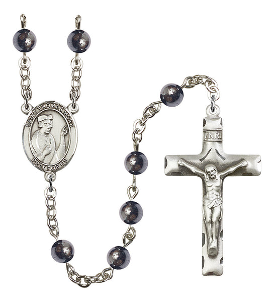 St. Thomas More Patron Saint Hematite Rosary by Bliss R6002-8109