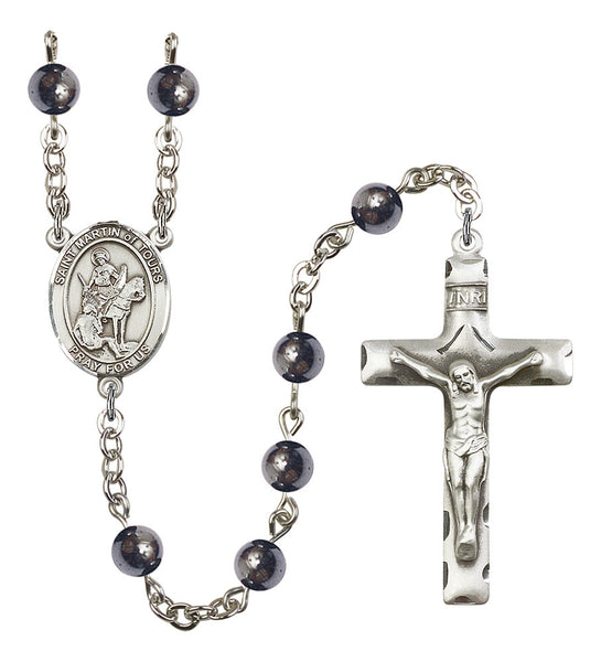St. Martin of Tours Patron Saint Hematite Rosary by Bliss R6002-8200
