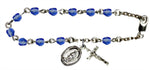 6.5" Sapphire Rosary Bracelet with Crucifix & Mirac Medal Charm First Communion Bliss