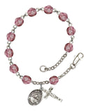 Our Lady of Good Counsel Silver Plate Charm Rosary Bracelet  Amethyst