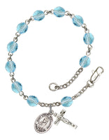 St. Kateri Tekakwitha Silver Plate Charm Rosary Bracelet Aqua Bliss