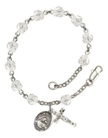 Our Lady of Good Counsel Silver Plate Charm Rosary Bracelet Crystal