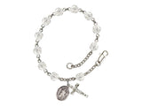 Hand Made Silver Plate Rosary Bracelet w Divine Mercy Charm - Choose from 12 Colors