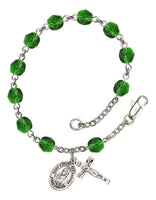 St. Kateri Tekakwitha Silver Plate Charm Rosary Bracelet Emerald Bliss