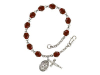 St. Elizabeth Ann Seton Silver Plate Charm Rosary Bracelet Garnet Bliss