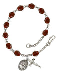 Our Lady of Good Counsel Silver Plate Charm Rosary Bracelet  Garnet