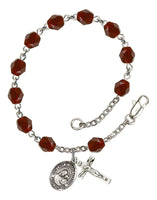 Our Lady of Good Counsel Silver Plate Charm Rosary Bracelet  Garnet