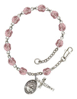 Our Lady of Good Counsel Silver Plate Charm Rosary Bracelet Pink