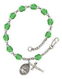 Our Lady of Good Counsel Silver Plate Charm Rosary Bracelet Peridot