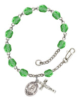 St. Kateri Tekakwitha Silver Plate Charm Rosary Bracelet Peridot Bliss