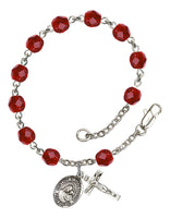 Our Lady of Good Counsel Silver Plate Charm Rosary Bracelet  Ruby