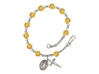 Hand Made Silver Plate Rosary Bracelet w Divine Mercy Charm - Choose from 12 Colors