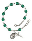 Our Lady of Good Counsel Silver Plate Charm Rosary Bracelet Zircon
