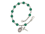 Hand Made Silver Plate Rosary Bracelet w Divine Mercy Charm - Choose from 12 Colors