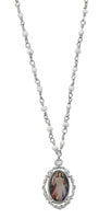 Jesus Divine Mercy Pendant Necklace on White Beaded Chain