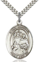 Sterling Silver St. Raphael the Archangel Oval Medal Pendant Necklace by Bliss