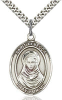 Sterling Silver St. Rebecca Oval Patron Medal Pendant Necklace by Bliss