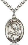 Sterling Silver St. Rose of Lima Oval Patron Medal Pendant Necklace by Bliss