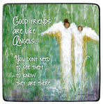 3.5" Metal Plaque by Caroline Simas "Good Friends are Like Angels..."  Cathedral Art