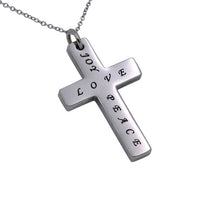 Stainless Steel Love Joy Peace Cross Necklace 18" Stainless Chain