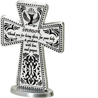 Confirmation Sponsor Standing Metal Cross - Great "Thank You" Gift by Cathedral Art