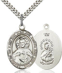 Sterling Silver Scapular Sacred Heart of Jesus Patron Oval Medal Pendant Necklace by Bliss