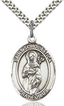 Sterling Silver St. Scholastica Oval Patron Medal Pendant Necklace by Bliss