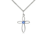 Birthstone Sterling Silver Loop Cross Pendant Necklace By Bliss September 1707SS-STN9-18SS