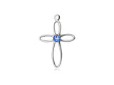 Birthstone Sterling Silver Loop Cross Pendant Necklace By Bliss September 1707SS-STN9-18SS