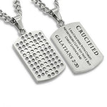 Crucified With Christ Stainless Steel Dog Tag Necklace for MEN Galatians 2:20
