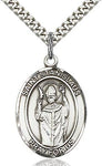 Sterling Silver St. Stanislaus Oval Medal Pendant Necklace by Bliss