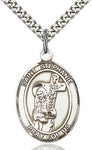 Sterling Silver St. Stephanie Oval Patron Medal Pendant Necklace by Bliss