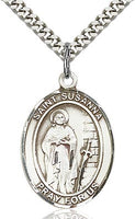 Sterling Silver St. Susanna Oval Patron Medal Pendant Necklace by Bliss