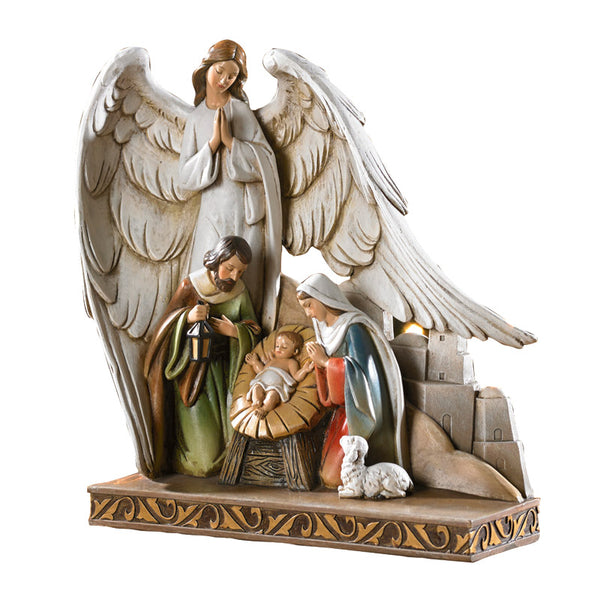 Nativity with Angel 8" Figure by Avalon Gallery