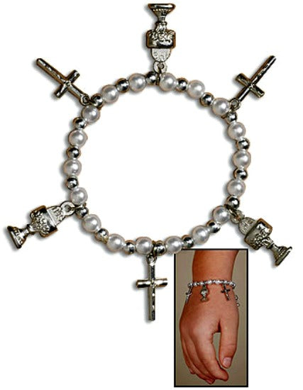 First Communion Sacramental Charm Stretch Bracelet Autom TS183
