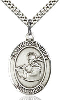Sterling Silver St. Thomas Aquinas Oval Medal Pendant Necklace by Bliss