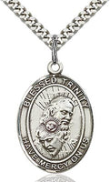 Sterling Silver Blessed Holy Trinity Oval Medal Pendant Necklace by Bliss