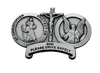 Son Drive Carefully St. Christopher & Guardian Angel Auto Visor Clip - Made in USA