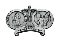 Daughter Drive Carefully St. Christopher & Guardian Angel Auto Visor Clip - Made in USA