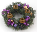 Evergreen Advent Wreath with Purple Ribbon Accents