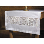 Latin Cross and IHS Lace Altar Frontal Linen by RJ Toomey